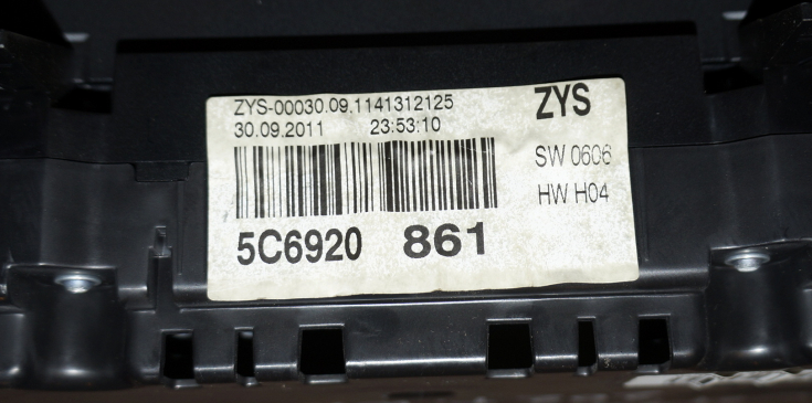Панель приборов  5C6920861 ZYS для Фольксваген Джетта 6 / Volkswagen Jetta 6 в Самаре